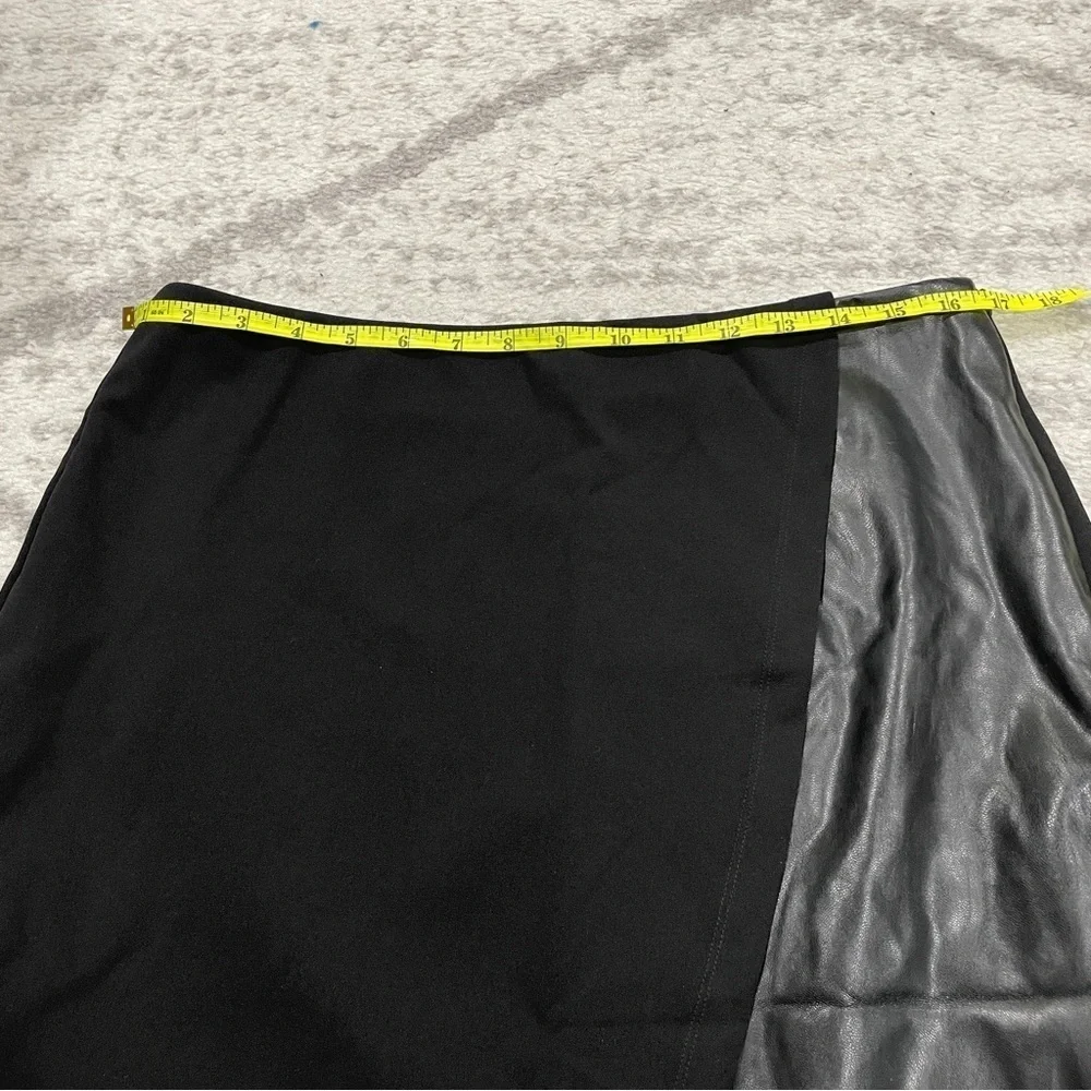NWT Allegra K Black High Waist Faux Leather Asymmetrical Hem Mini Skirt